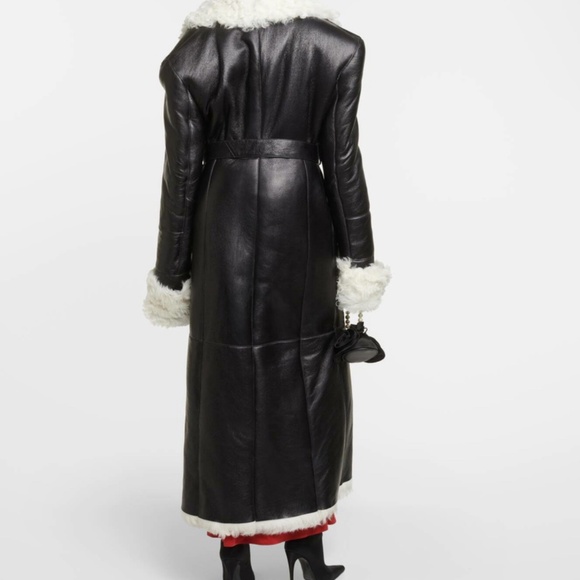 Magda Butrym Black Belted Shearling Coat - Picture 4 of 6